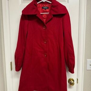 Guess Red Trench Coat with Notched Collar and Mid-Length Cut